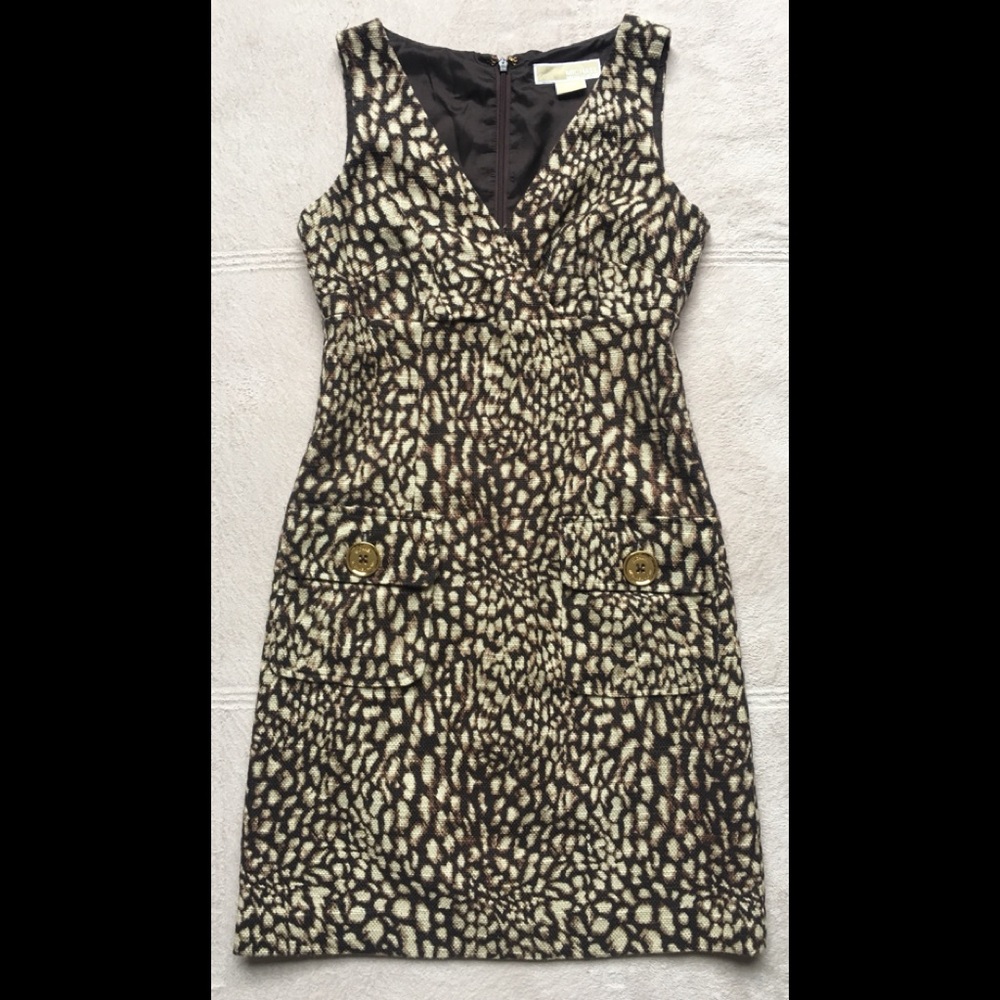 Michael Kors Sleeveless Leopard Print Dress, Sz 0